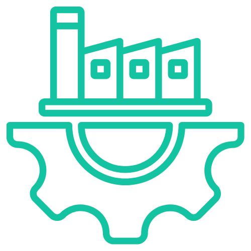 Icon symbolizing specialized solutions for manufacturing optimization and healthcare integration.
